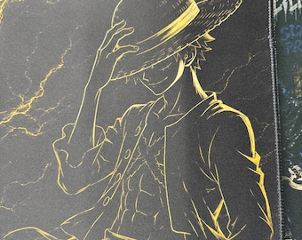 Luffy Black Gold Luxury Playmat One Piece Card Game Anime Desk Mat Stitched Gaming Mouse Pad Player Gift