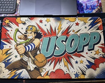 Usopp Playmat One Piece Card Game Anime Desk Mat Retro Comic Gaming Mouse Pad Sniper King Stitched comic Gift