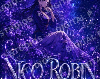 Nico Robin Phone & Tablet Wallpaper Bundle Purple Galaxy Anime Wallpaper Mobile Lock Screen Set Digital Download Above D Studios