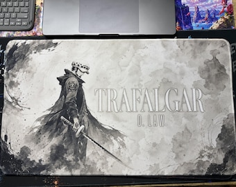 Trafalgar Law Playmat One Piece Card Game Anime Desk Mat Minimalist Monochrome Gaming Mouse Pad Stitched guy Gift