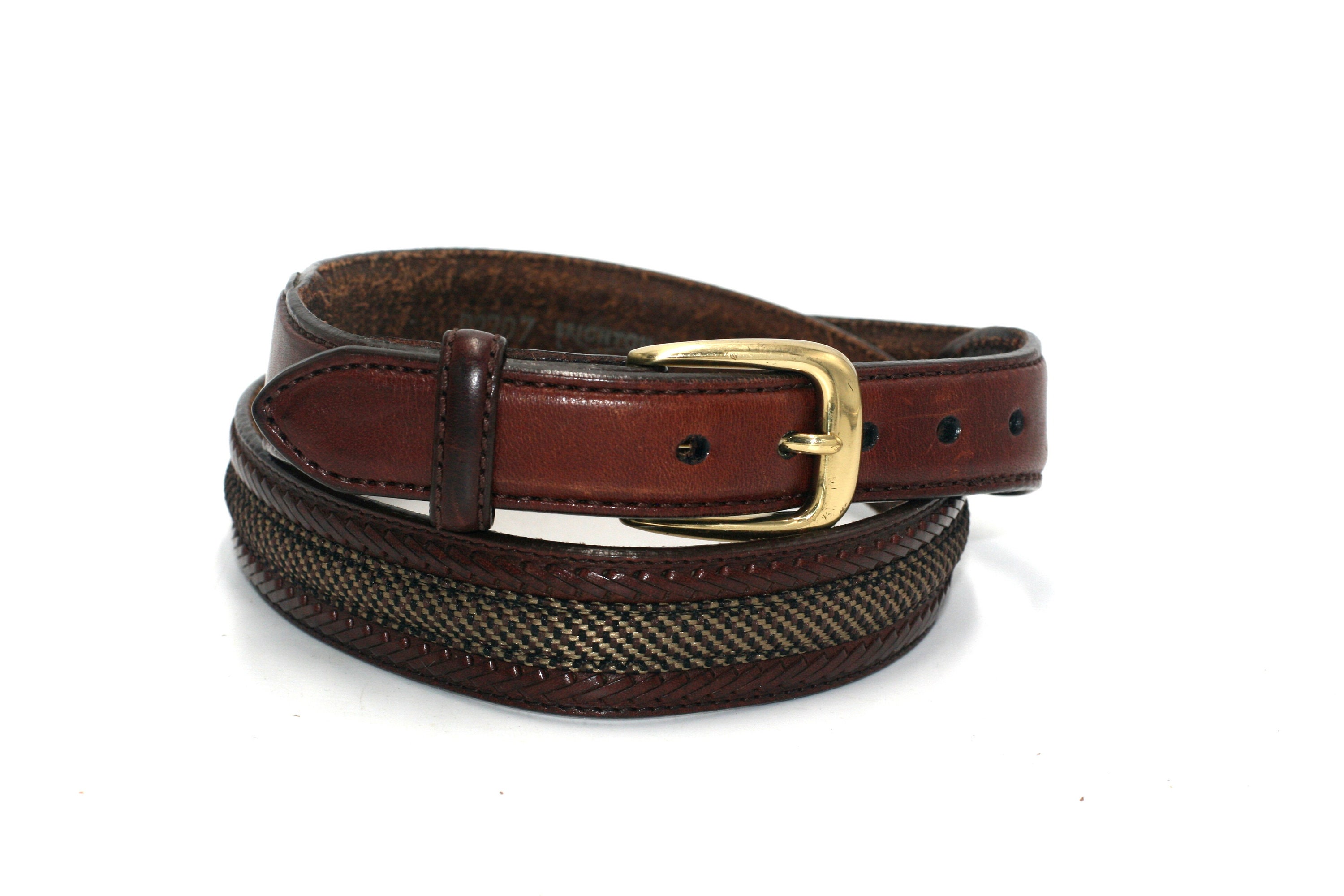 Vintage Brighton Brown Leather Belt With Gold Buckle Size 34  display picture 3