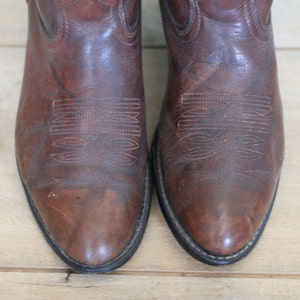 vintage men's brown leather cowboy boots by acme image 2