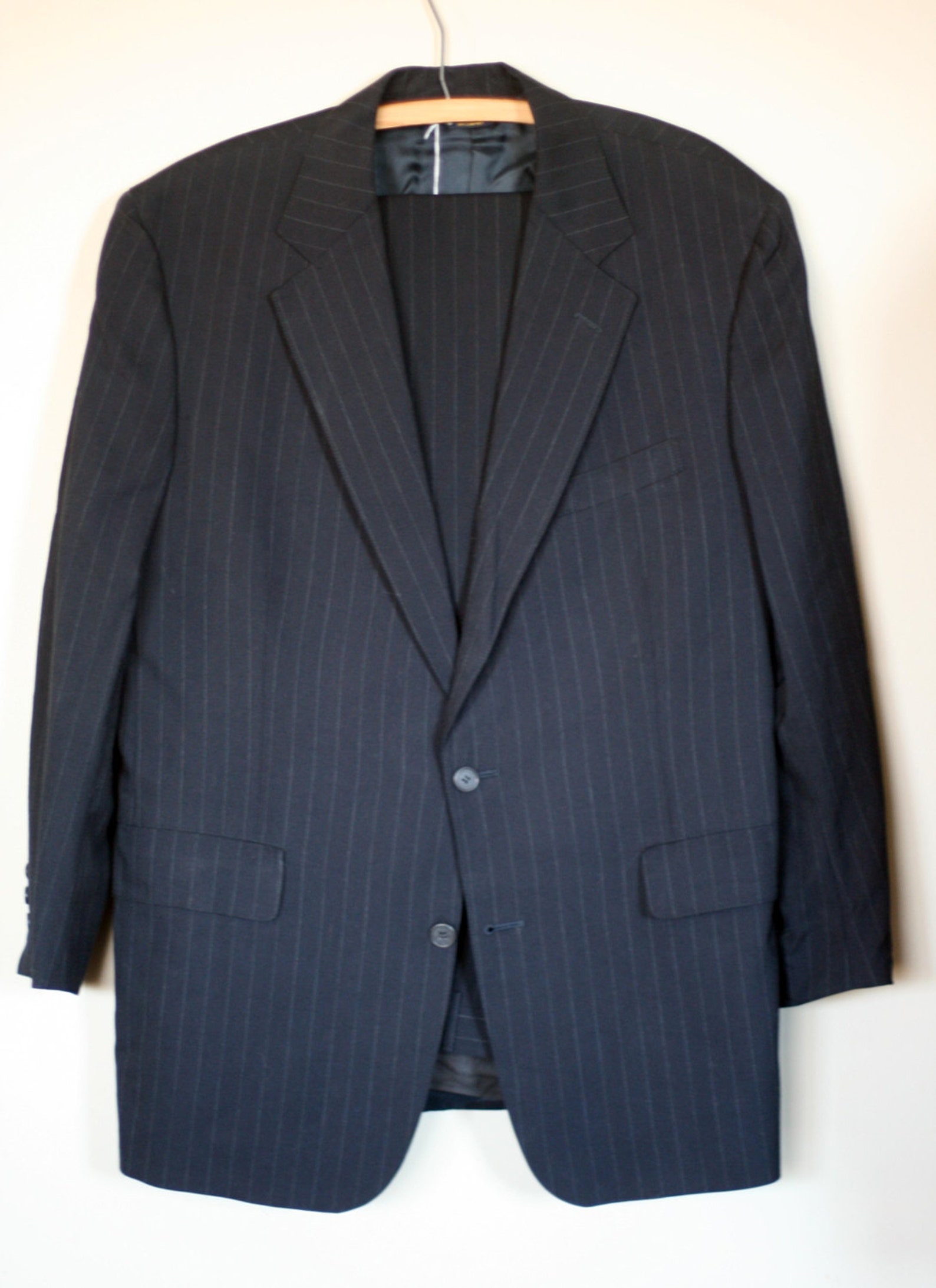 Vintage brooks brothers suit black pinstripe wool size 42 | Etsy