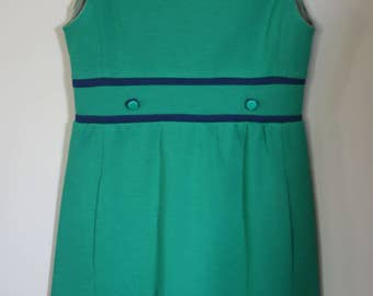 vintage vilano green and navy dress mod style 1960's