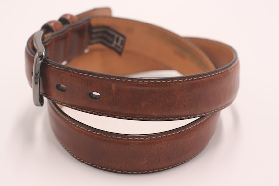 Trafalgar 'The Rafferty' Italian Leather Dress Belt - 1 3/8 Inch Wide (35mm) With Brushed Nickel Buckle - View #5