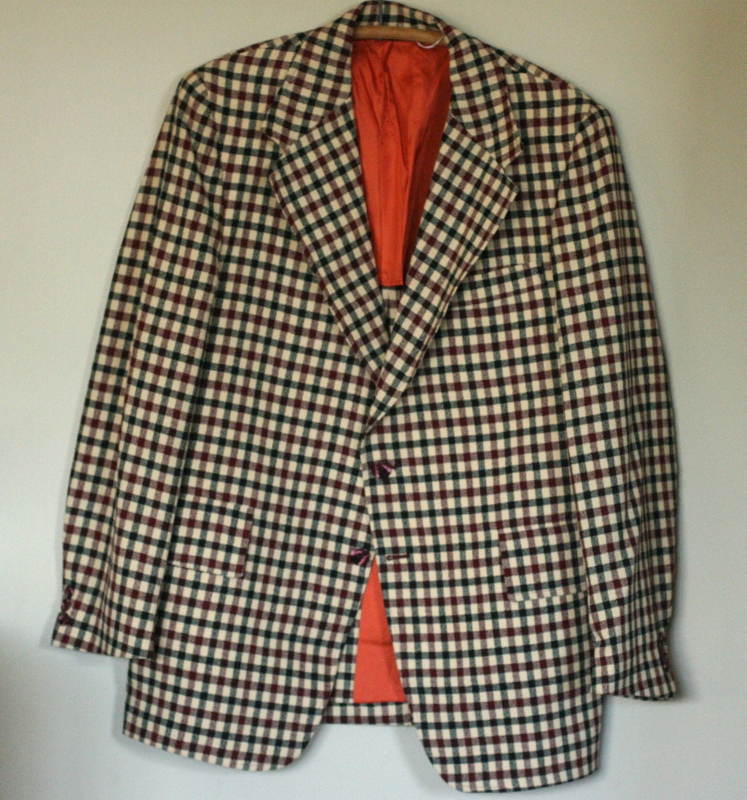 Vintage Men's Polyester Sport Coat by Mcgregor Size 42 Cream Black