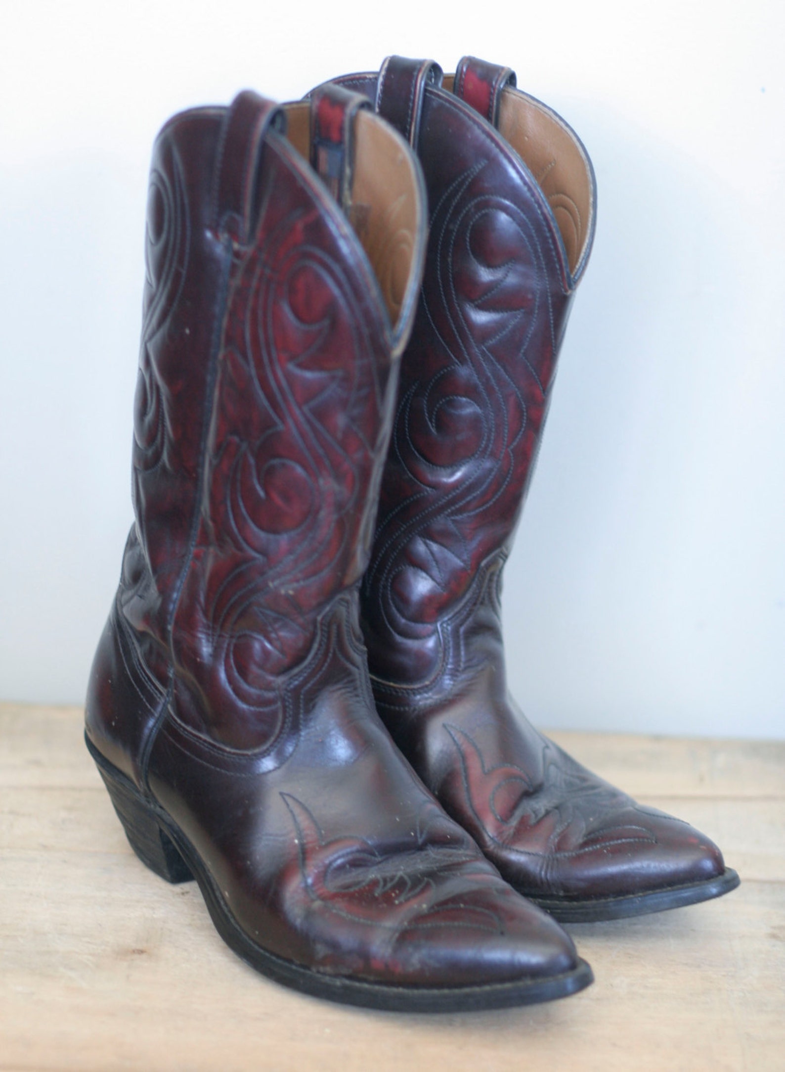 Vintage Men's Cordovan Cowboy Boots Size 8E by Acme - Etsy