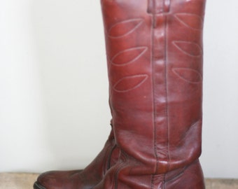 vintage tall frye boots brown leather black label womens size 7B