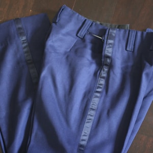 vintage navy blue wool uniform pants size 28W nicsinger uniform co
