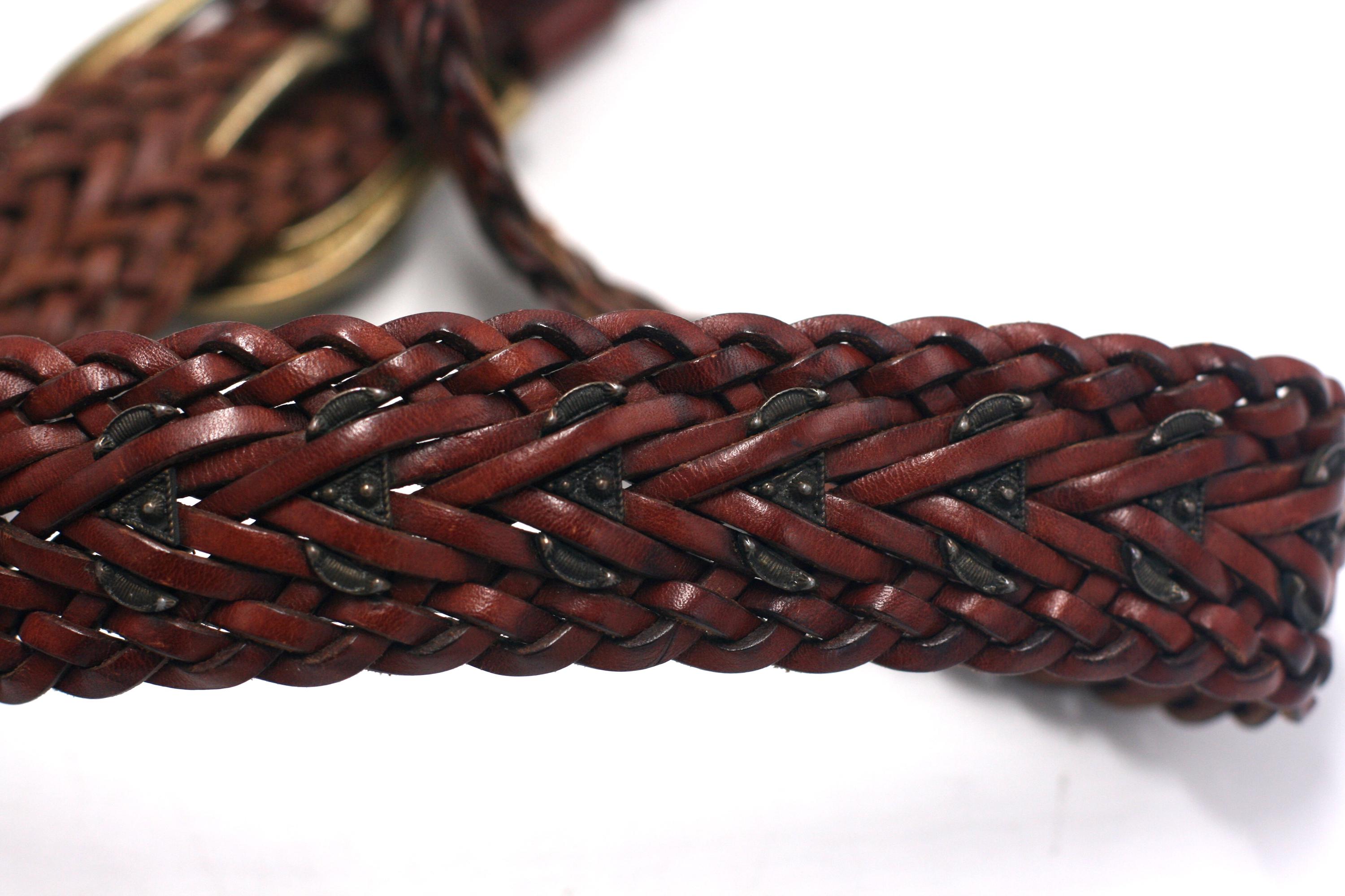 Vintage DKNY Woven Brown Leather Belt Size M/L - Etsy display picture 2