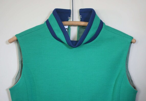 vintage vilano green and navy dress mod style 196… - image 2