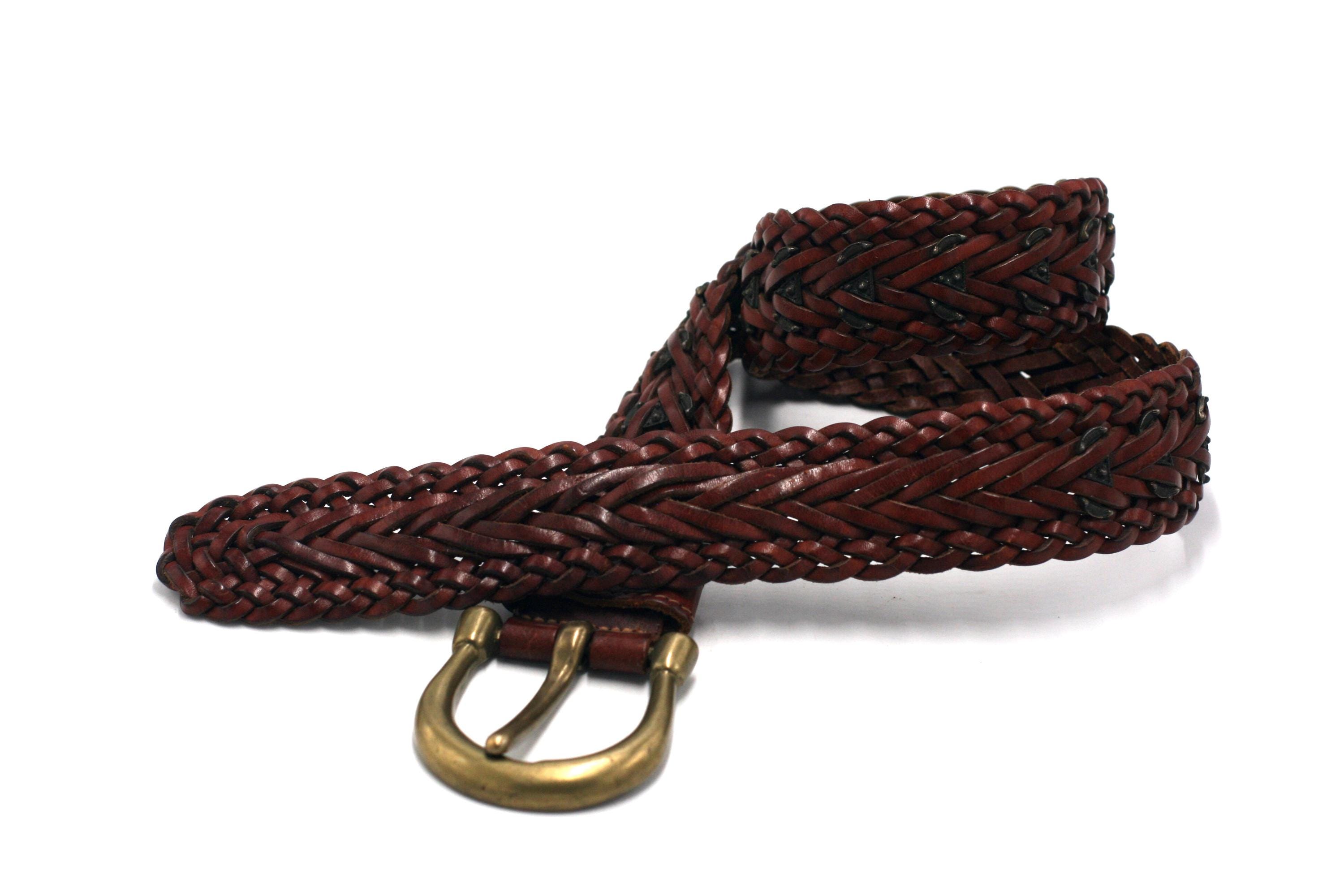 Vintage DKNY Woven Brown Leather Belt Size M/L - Etsy display picture 3
