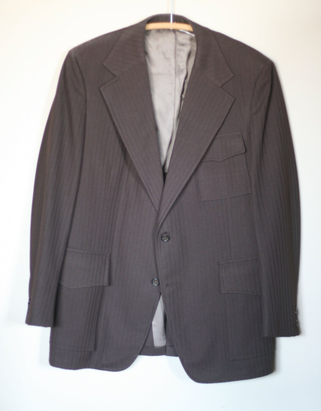 Vintage Brown Polyester Mens Sport Coat Size 42 Etsy