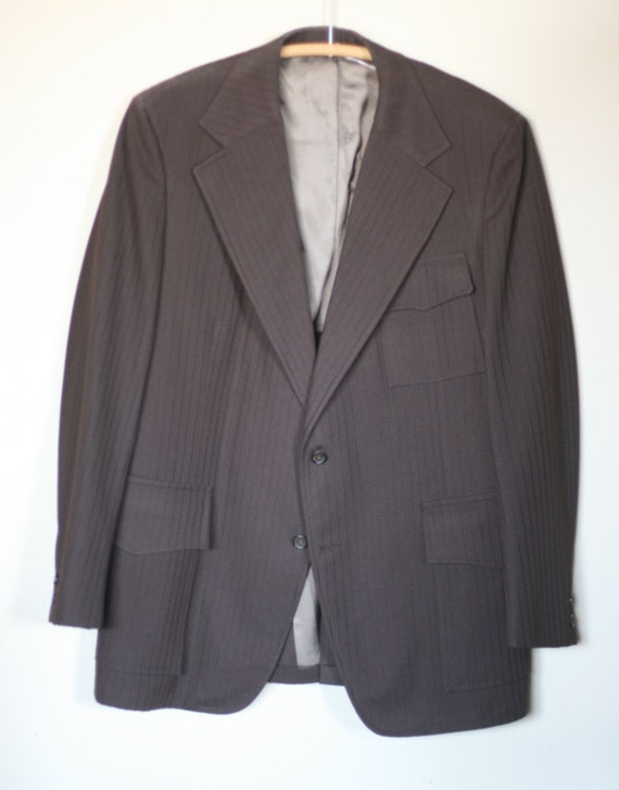 vintage brown polyester mens sport coat size 42 - image 1