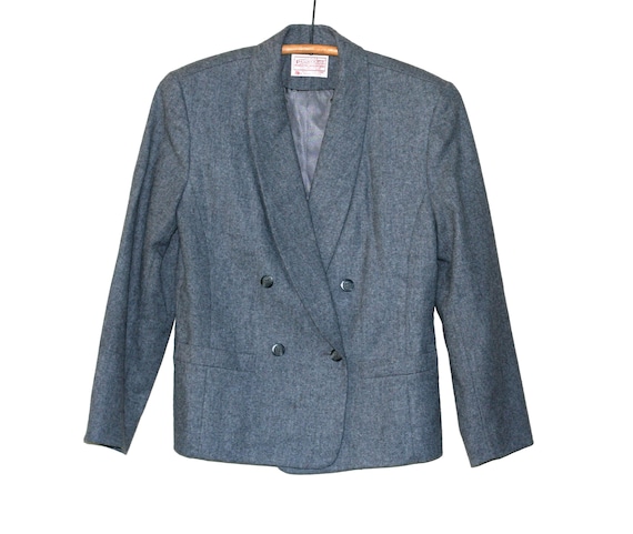 vintage Pendleton Gray Flannel Wool Double Breast… - image 1
