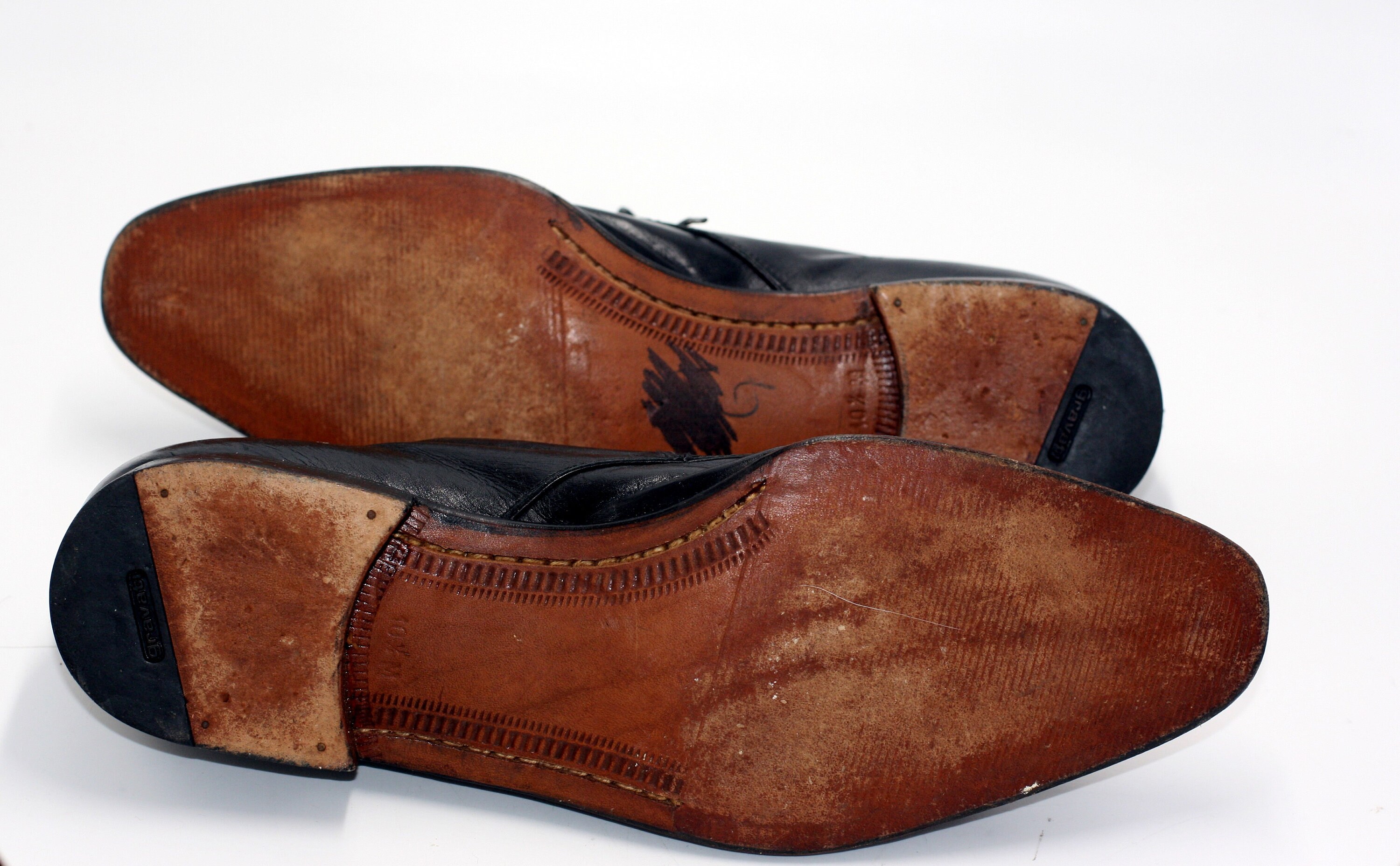 Vintage Gravati Black Leather Shoes Men Size 10.5M Made in 