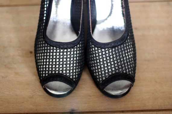 vintage women's shoes by patinos' black mesh with… - image 2