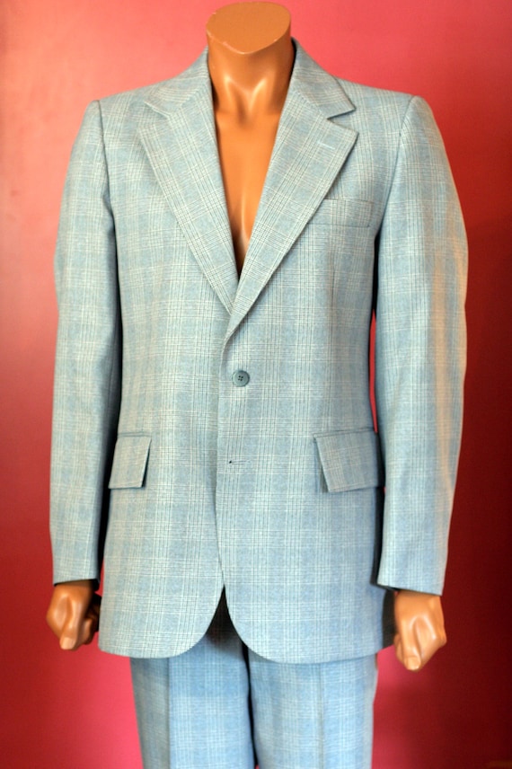 vintage mens grey and white plaid suit