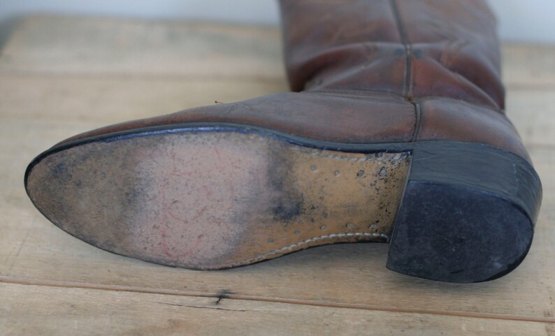 vintage men's brown leather cowboy boots by acme image 5