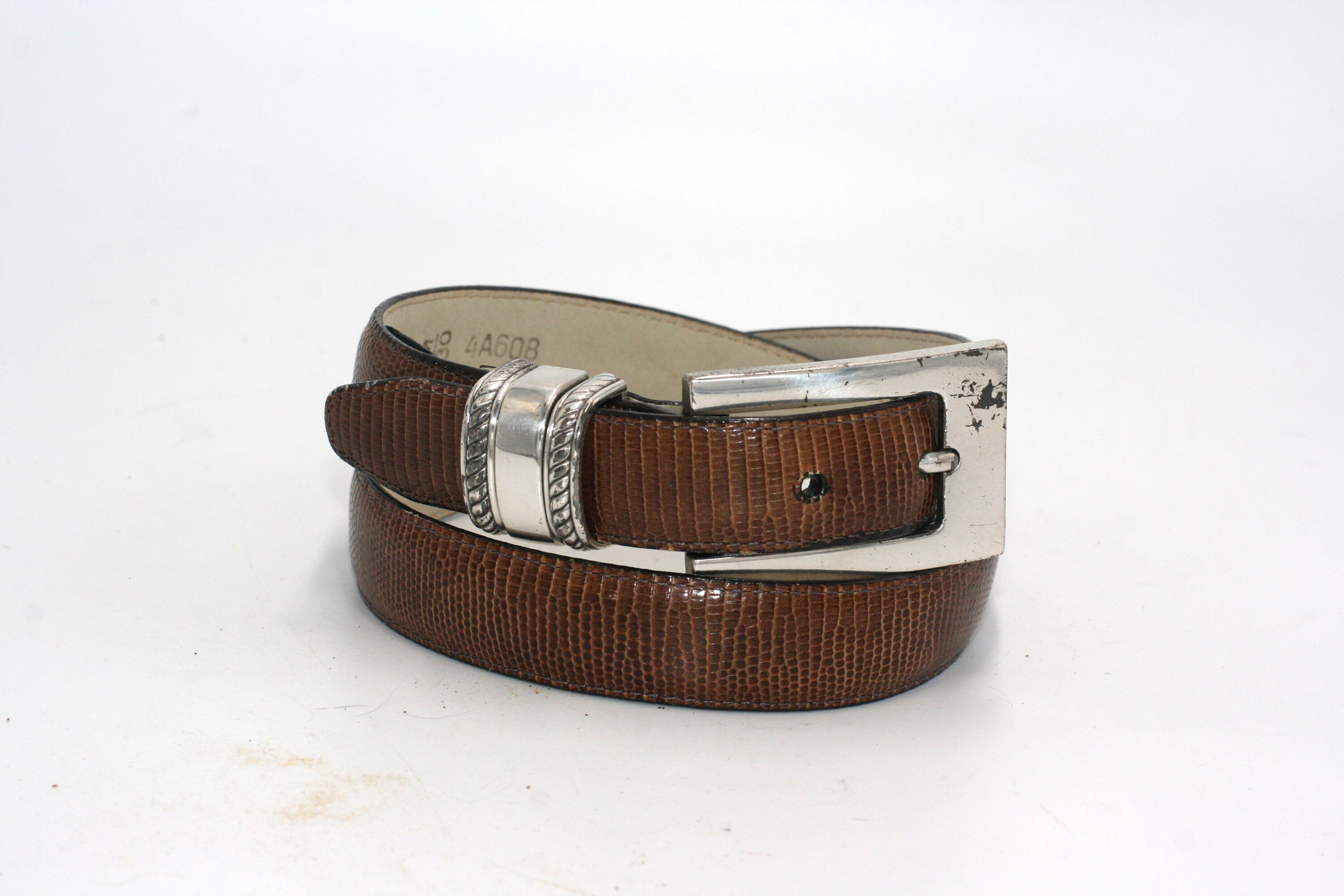 Vintage Glamour Bags Womens Western Leather Belt Size L Brown Green Reptile Boho vintage boho leather belt products for sale | eBay main image 4