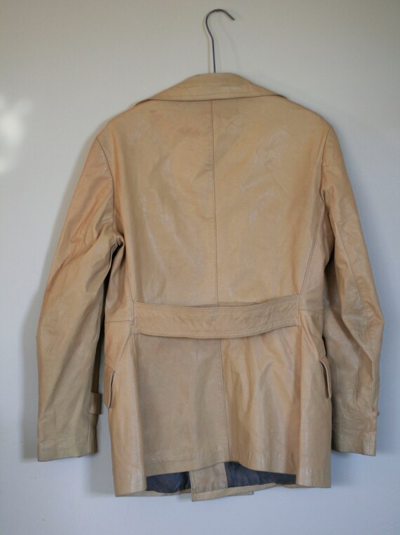 vintage tan leather jacket with large lapels mens… - image 5