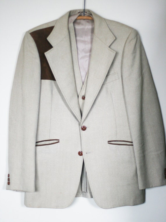 vintage hunting sport coat herring bone with vest