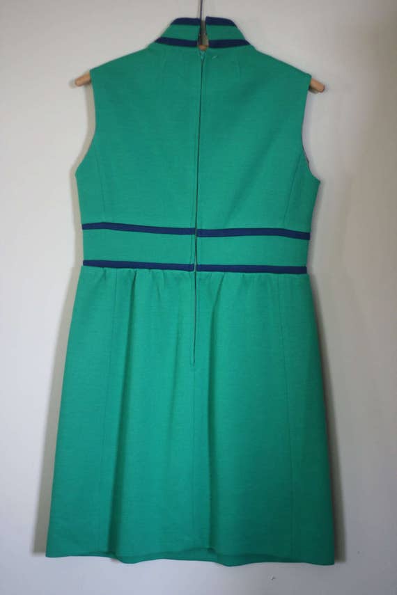 vintage vilano green and navy dress mod style 196… - image 4