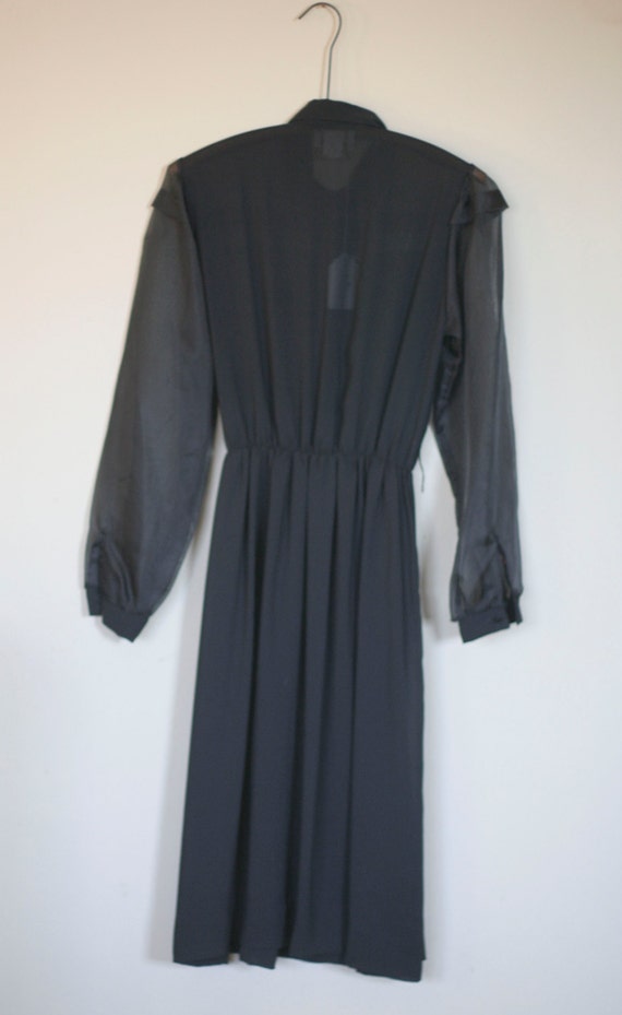 vintage long sleeved black sheer dress by shapely… - image 5