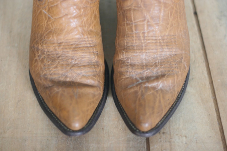 vintage justin golden tan leather cowboy boots mens size 7.5EE
