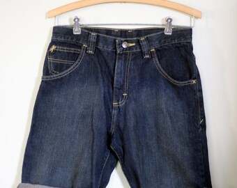 vintage wrangler high rise jean shorts indigo blue