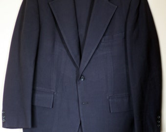 vintage navy blue wool suit mens size 42 jacket by berkeley hall
