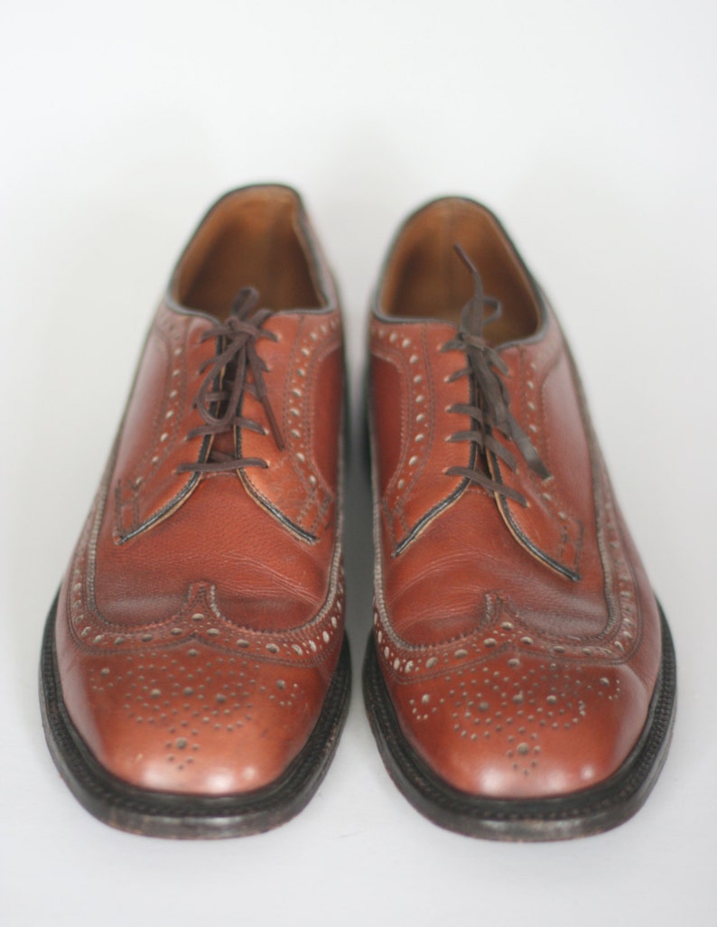 vintage nettleton brown leather wingtip shoes mens size 12 AAA/A image 2