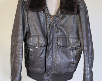 vintage brown leather flight jacket by excelled size 42