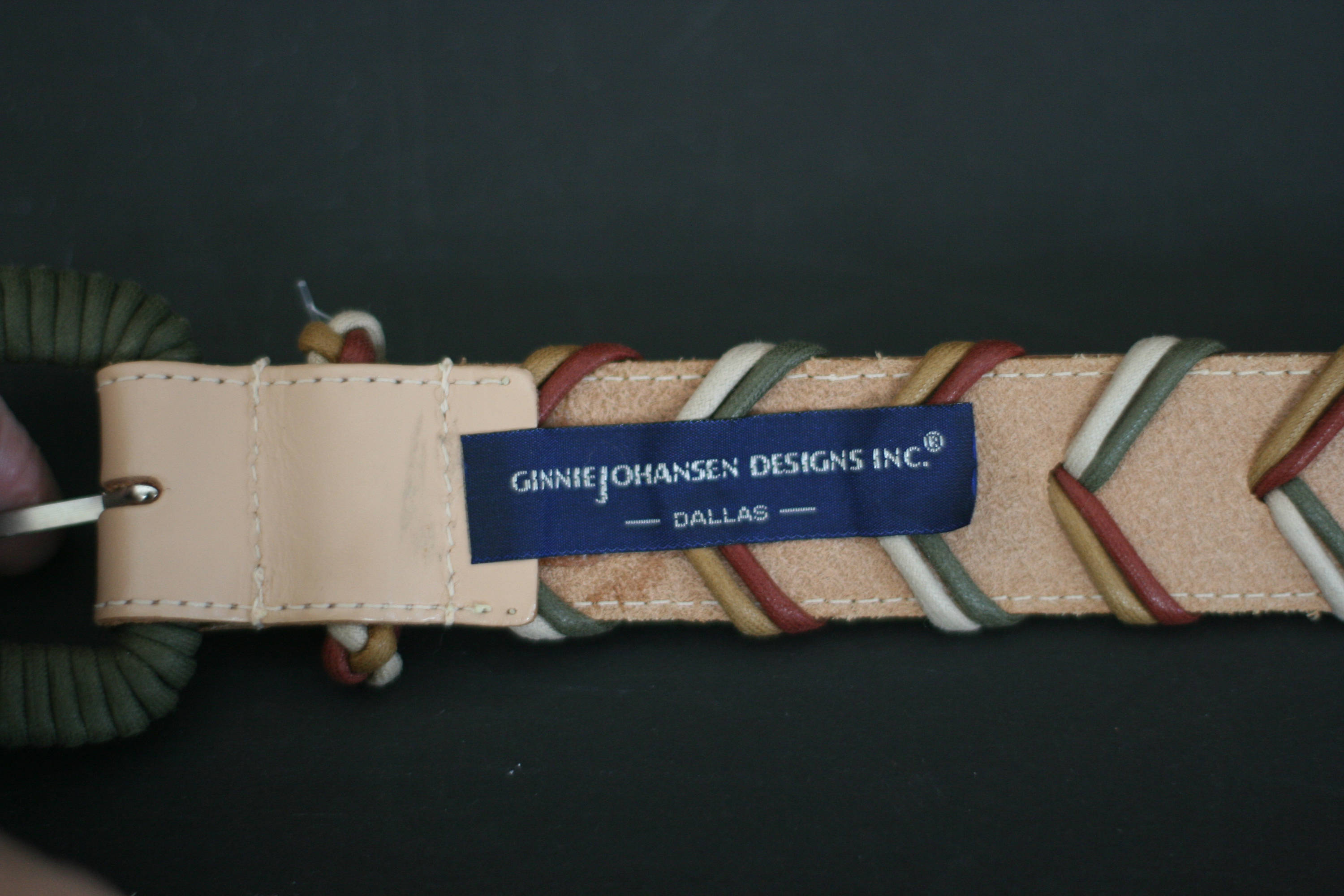 Ceinture En Cuir Ginnie Johansen Avec Coutures Colorées - Occasion Marron