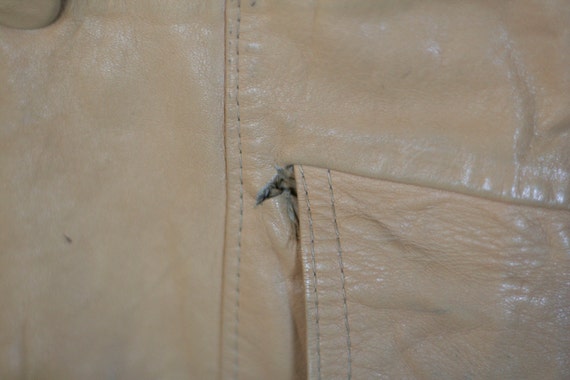 vintage tan leather jacket with large lapels mens… - image 4