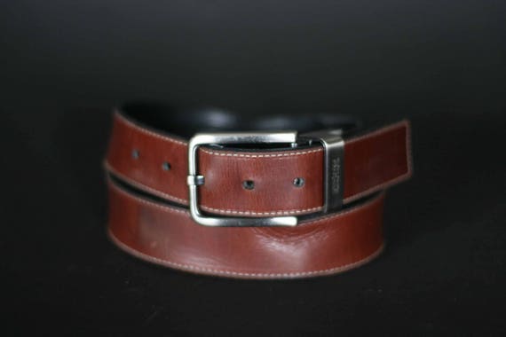 vintage claiborne brown leather belt size 44