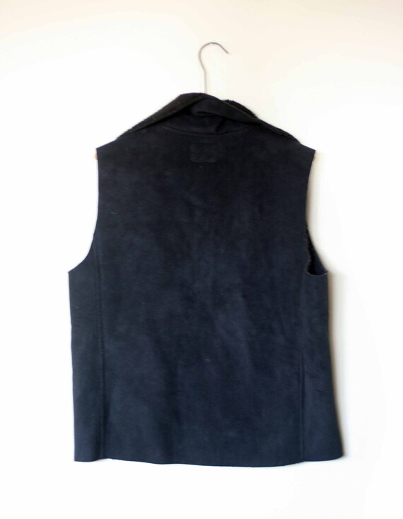 vintage  lauren black faux suede vest size L poly… - image 4