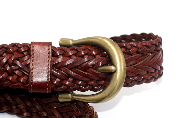 Vintage DKNY Woven Brown Leather Belt Size M/L - Etsy display picture 1