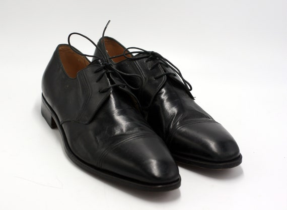 Vintage Gravati Black Leather Shoes Men Size 10.5M Made in 
