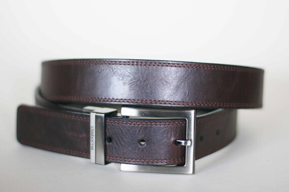 vintage claiborne brown leather belt size 44 - image 1