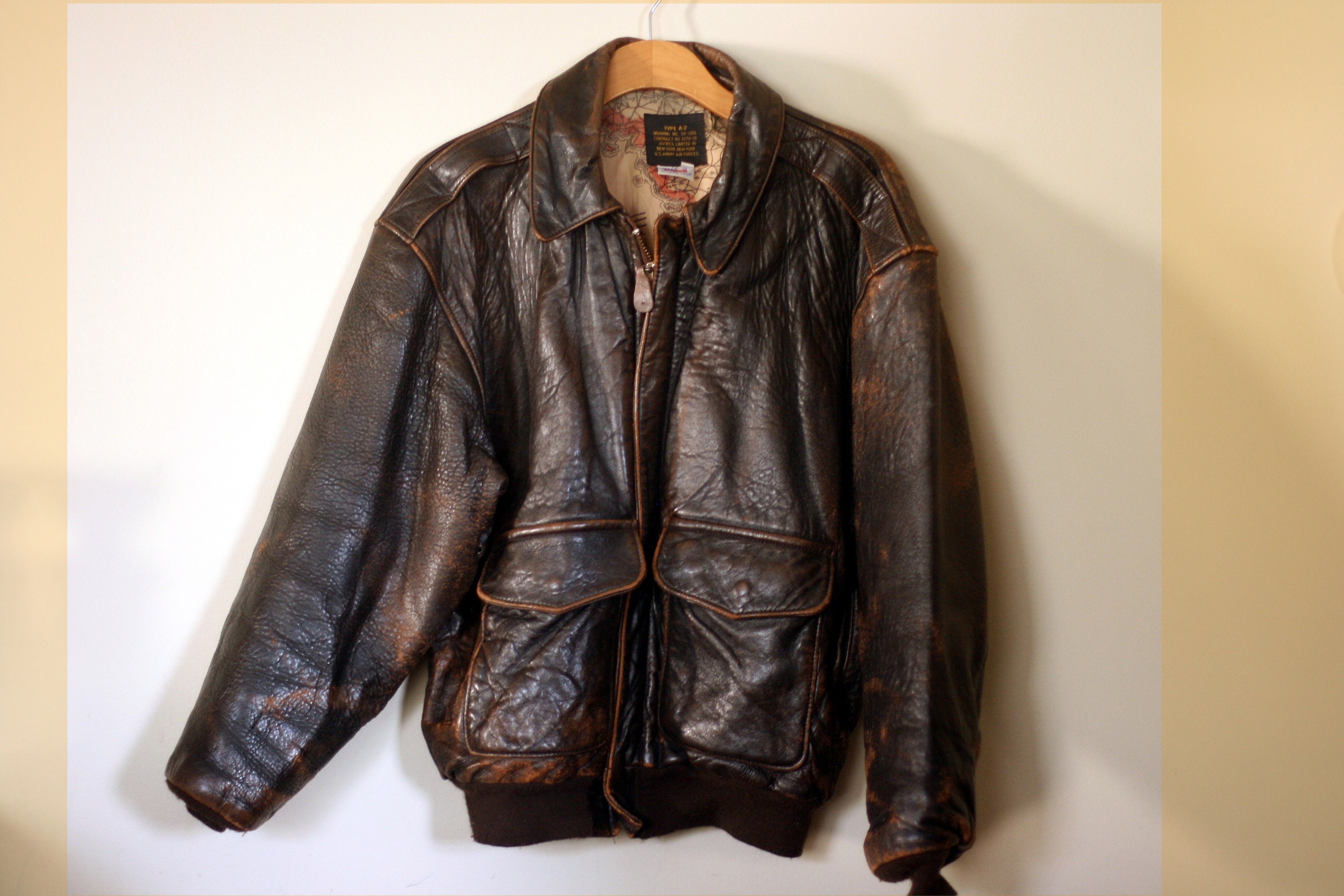 Vintage Avirex Leather Type A2 Flight Jacket/mens - Etsy Finland