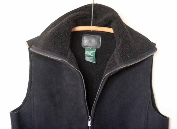 vintage  lauren black faux suede vest size L poly… - image 3
