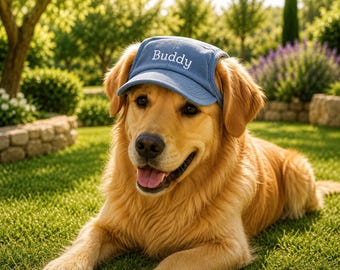 Personalisierte Hundemütze, Hunde-Cap mit Namen, bestickte Haustiermütze, verstellbare Welpenmütze, süßes Hunde-Accessoire, Geburtstagsgeschenk für Hunde