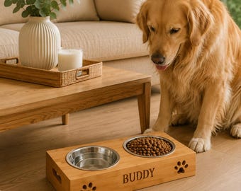 Personalisierter Hundenapf, erhöhter Hundenapfständer, individueller Futterspender, Hundegeschenk, erhöhter Hundenapf, Geschenk für Hundeliebhaber, Welpengeschenk