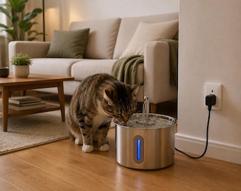 Automatic Stainless Steel Cat Water Fountain – Ultra Quiet Filtered Pet Water Dispenser for Cats & Small Dogs