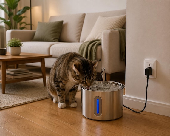 Automatic Stainless Steel Cat Water Fountain – Ultra Quiet Filtered Pet Water Dispenser for Cats & Small Dogs