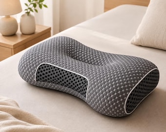 Ergonomisches Nackenstützkissen – Nackenstützkissen für Rücken- und Seitenschläfer, atmungsaktives Memory-Schaum-Kissen, Mehrpositions-Schlafkissen