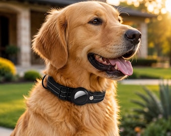 AirTag-Hundehalsband | GPS-Tracker-Halsband für Haustiere | Reflektierendes Hundehalsband mit AirTag-Halterung | Kompatibel mit Apple AirTag
