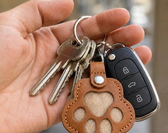 Pet Hair Memorial Keychain | Personalized Paw Keepsake for Fur | Dog & Cat Remembrance Gift