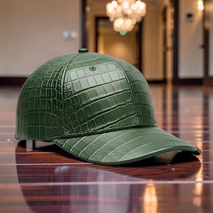 Grüne Krokodil-Textur-Leder-Baseball-Cap Western Style Fashion einstellbar